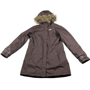 Helly Hansen Womens Primaloft Insulated Parka Brown Faux Fur Hood Coat Medium